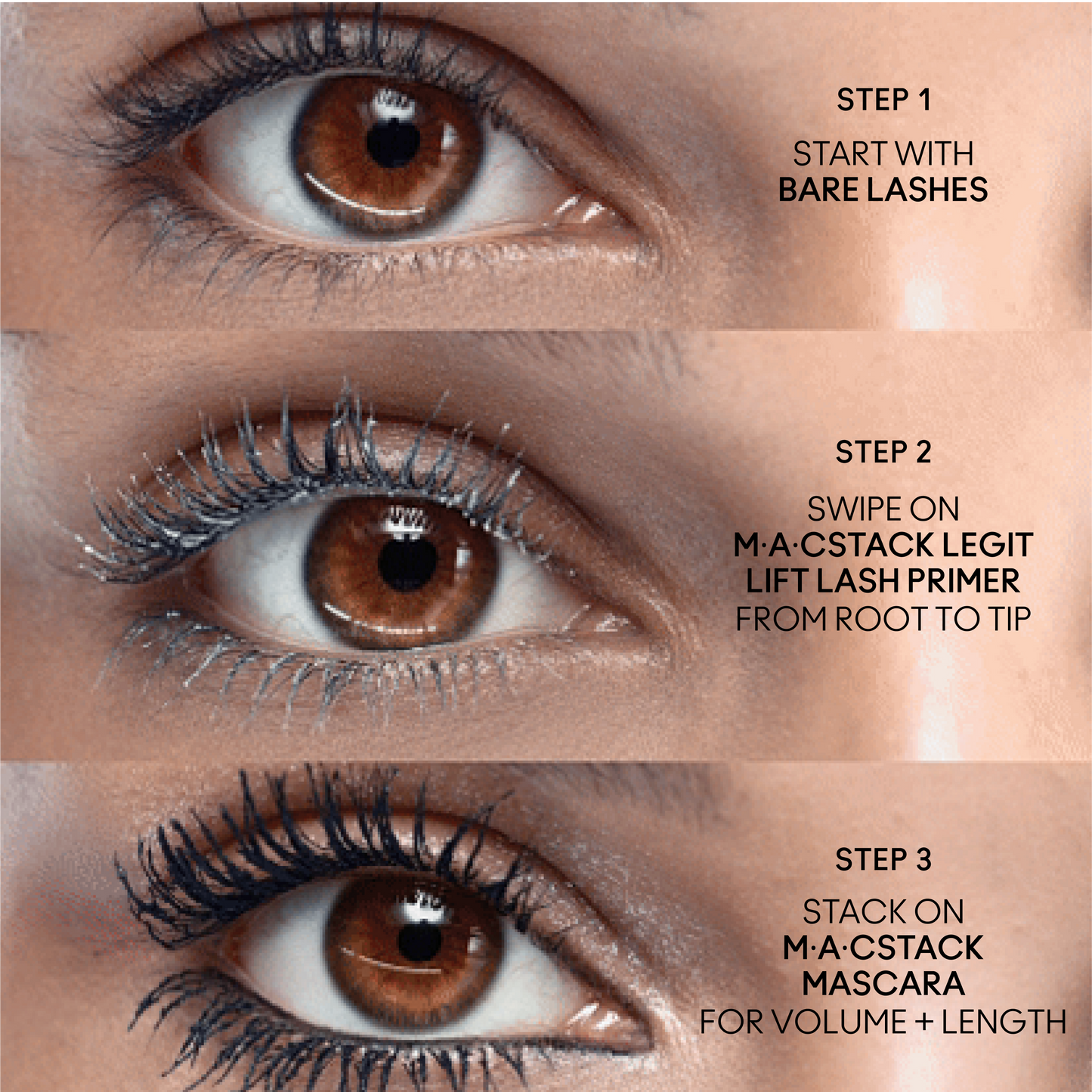 M A CSTACK Legit Lift Lash Primer with prepared looking lashes for Daily Makeup