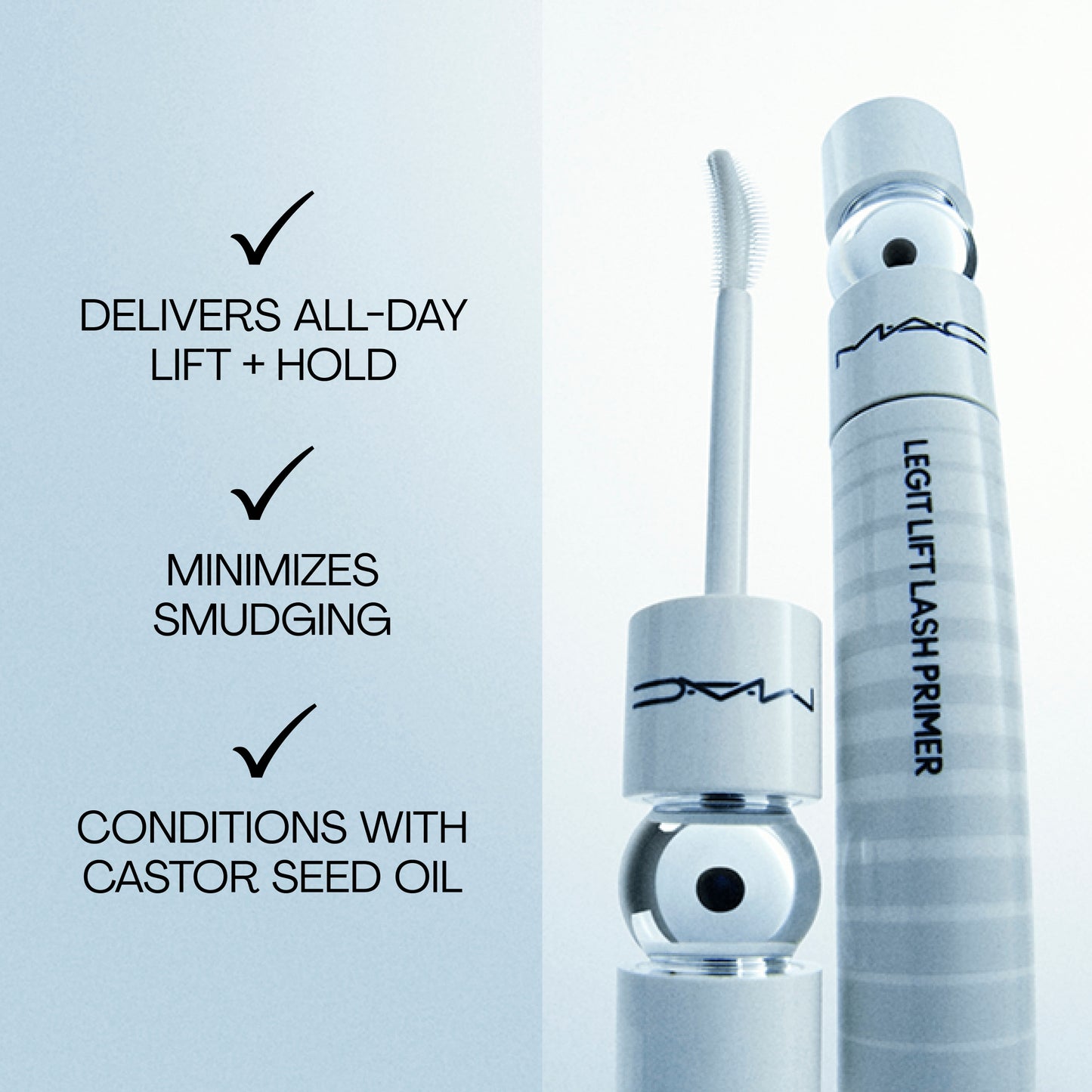 M A CSTACK Legit Lift Lash Primer with prepared looking lashes for Daily Makeup